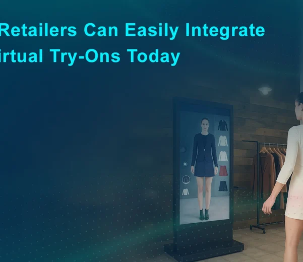A Women using AR virtual try-on mirror in retail store to visualize clothing - Nexgits